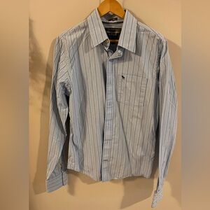 Abercrombie & Fitch Men's Light Blue Pinstripe Shirt